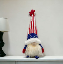 14 Inch Red White and Blue Fabric Standing Gnome Tabletop Sculpture With... - $50.49