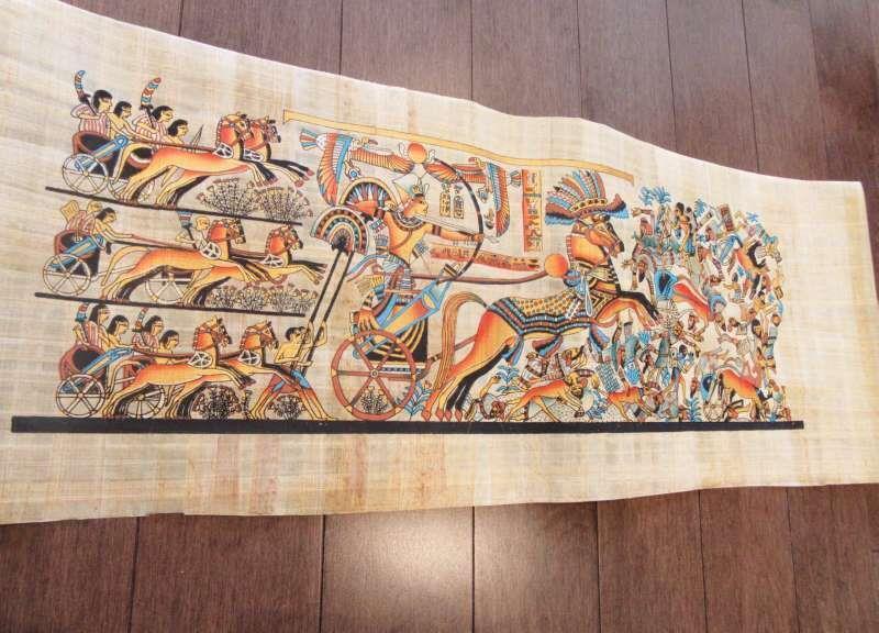 Huge Large Handmade Papyrus Egyptian "KING RAMSES II" Art Painting 32x12" Inches