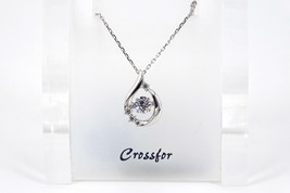 Crossfor Dancing Stone Moon Drop 925 Sterling Silver Necklace NYP-662 - £87.71 GBP