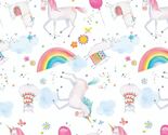 Flannel Unicorns Rainbows Flowers Balloons Flannel Fabric by Yard D284.40 - $10.95