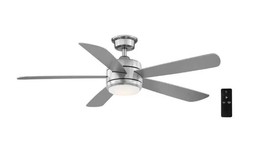 Hampton Bay - Averly 52 in. Integrated LED Brushed Nickel Ceiling Fan with Light - £109.01 GBP