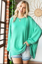 First Love Exposed Seam Round Neck Dropped Shoulder Blouse - £37.71 GBP