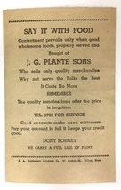 1945 J.G. Plante Sons Grocery Receipt Milton Massachusetts Vintage Ephemera - £12.58 GBP