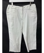 Larry Levine Crisp White Cropped Pants Modern Flat Stretch Cotton Size 8 - €12,01 EUR