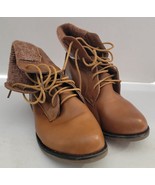 Womens 5.5 Via Pinky Camel Brown Faux Leather Fabric Cuff Boots Booties - $12.22 CAD