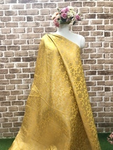 Indian Brocade fabric Yellow &amp; Gold Fabric Wedding Fabric, Abaya Fabric ... - £6.03 GBP+