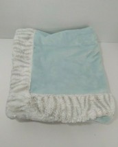 Nat &amp; Jules blue baby lovey Security Blanket gray white striped trim 22.5x23.5&quot; - £15.56 GBP