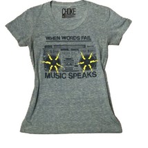 EMP Museum Seattle Tee When Words Fail Music Speaks T-shirt Green Women S - £9.89 GBP