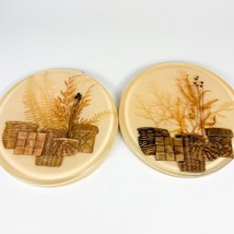 Set of 2 Lucite Trivets with Dried Flowers and Baskets - £15.78 GBP