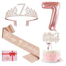 7Th Birthday Decorations For Girl Including 7Th Birthday Girl Sash And Tiara For - £21.20 GBP