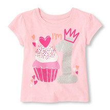 NEW NWT Girls 1st First Birthday Short Sleeve Shirt 9-12 Months Cupcake ... - £0.77 GBP