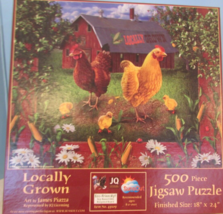 500 Pc Jigsaw Puzzle   -LOCALLY GROWN CHICKS CHICKENS RED BARN - $20.25