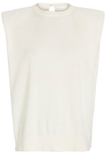 Ronny Kobo Jaitlin Knit Sweater Shirt Padded Shoulder Tank Top Ivory XS,... - £27.47 GBP