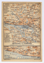 1910 ORIGINAL ANTIQUE MAP OF HAMBURG AND VICINITY / ALTONA BLANKENESE / ... - $23.18