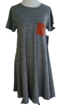 LuLaRoe Carly Dress Womens XS Heather Gray Orange Short Sleeve Swing Shift - £8.13 GBP