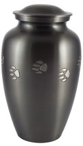 200 Cubic Inches Brushed Nickel Color Brass Pawprint Pet Cremation Urn for Ashes - $139.99