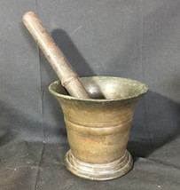 Old Vtg Brass Mortar and Pestle Pharmacy Apothecary Medicine 4&quot; Tall - £79.89 GBP
