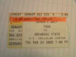 Women&#39;s WNIT Iowa Vs Arkansas State US Cellular Center 3/24/2005 Ticket Stub - £3.15 GBP