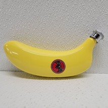 True Peel Banana Flask Stainless Steel 6 oz Bacardi Rum Bat Logo Yellow - $29.60