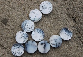 Natural Dendrite opal Gemstone Fancy Coin Shape Smooth Gemstone, 10 Piec... - £49.54 GBP