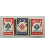 Bicycle Playing Cards Lot of 3 Decks - Bridge Size - Rider Back - Jumbo ... - $14.95