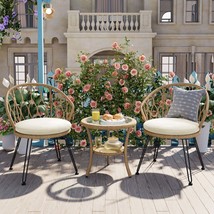 U_STYLE Outdoor Rattan Leisure Set: 2 Chairs &amp; Glass Table for Patio - $3,932.84 MXN
