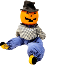 Halloween Pumpkin Head Doll XL Handmade Maine Holiday Decoration 32&quot; Tall - $69.99