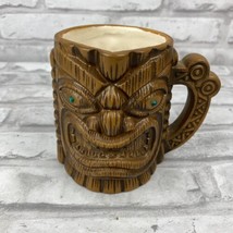Mark L Exclusive Tiki Mug Green Jewel Eyes Made In Japan Vintage - $19.09