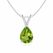 ANGARA 8x6mm Natural Peridot Solitaire Pendant Necklace in Silver for Women - £100.84 GBP+