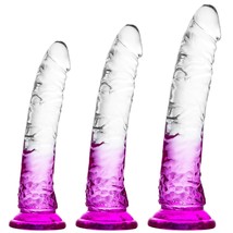 Gradient Clear Purple Combination Suction Cup Dildo - 3 Sizes (Small, Medium,Lar - £34.23 GBP