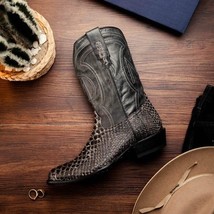 KANSAS Genuine Snake Skin Cowboy Boot from the Western Collection White image 11