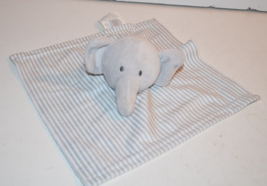 Baby Kiss Elephant Security Blanket Lovey Stripes Plush toy Gray 10X10 soft - $14.36