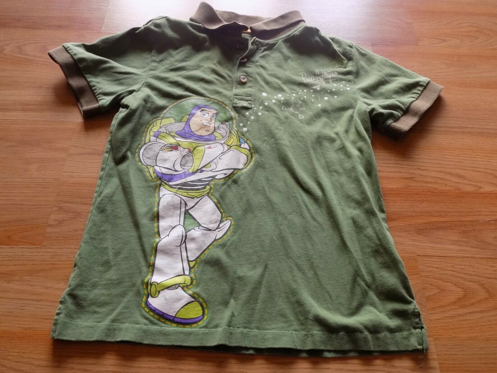 Primary image for Boys Size Medium 7-8 Disney Store Buzz Lightyear Green Polo Short Sleeve Shirt 
