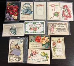 Antique Birthday Postcards From 1900s  Lot 12 Various Posted &amp; Unposted - $19.30