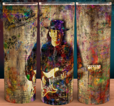 Stevie Ray Vaughan with Guitar Paint Drip Cup Mug Tumbler 20oz - £15.91 GBP