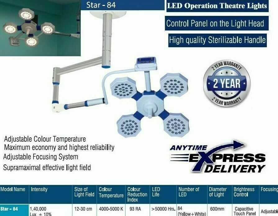 Single Dome LED Star 84 Examination &amp; Surgical Light Operation Theater L... - $1,385.00