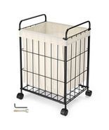Laundry Basket With Handle Clothes Storage Bin Rolling Cart Home - £72.89 GBP