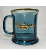 AIRFORCE 1 President of the United States Blue Glass Mug Gold Trim 12 OU... - $19.80