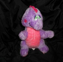 11&quot; Vintage Dan Brechner Pink &amp; Purple Baby Dinosaur Dino Stuffed Animal Plush - £18.92 GBP