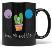 PixiDoodle Anti Social No Hugs Anti Valentine&#39;s Day Cactus Coffee Mug (11 oz, Bl - £20.71 GBP+