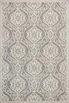 7&#39;X10&#39; Silver Grey Machine Woven Uv Treated Floral Ogee Indoor Outdoor Area Rug - £276.65 GBP