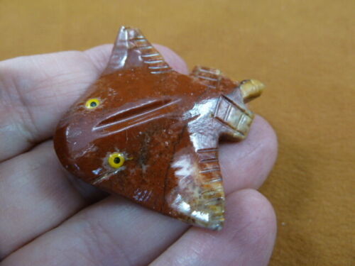 Y-STI-27) STINGRAY Sting Ray raja carving red tan stone SOAPSTONE PERU l... - $9.49