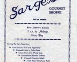 3 Sarge&#39;s Gourmet Shoppe  Menus 3rd Ave New York City 1981 - £21.78 GBP