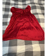 Sunny Leigh Women’s 2X Red Satin Ruffle Tank Top Blouse Sleeveless Flowy - $12.59