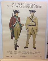 VTG Military Uniforms Revolutionary Period Poster WPA 1st PA Battalion P... - $46.71