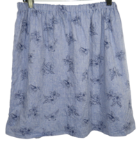 Women&#39;s Chambray Blue Floral Hawaiian Print Knee Length Pull On Skirt Size Large - £23.89 GBP