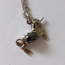 Hematite Unicorn Pendant Necklace MEI Alaska Black Diamond Silver Tone B... - £23.63 GBP