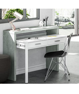 Turin Artic Concrete Grey And White Desk - £169.53 GBP