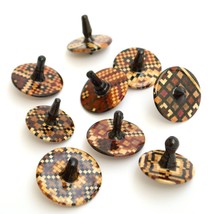 Wooden spinning top. Geometric ornament. - $14.85