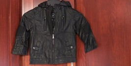 Urban Republic Hooded Boys Black Faux Leather Jacket Size 4T - £37.99 GBP